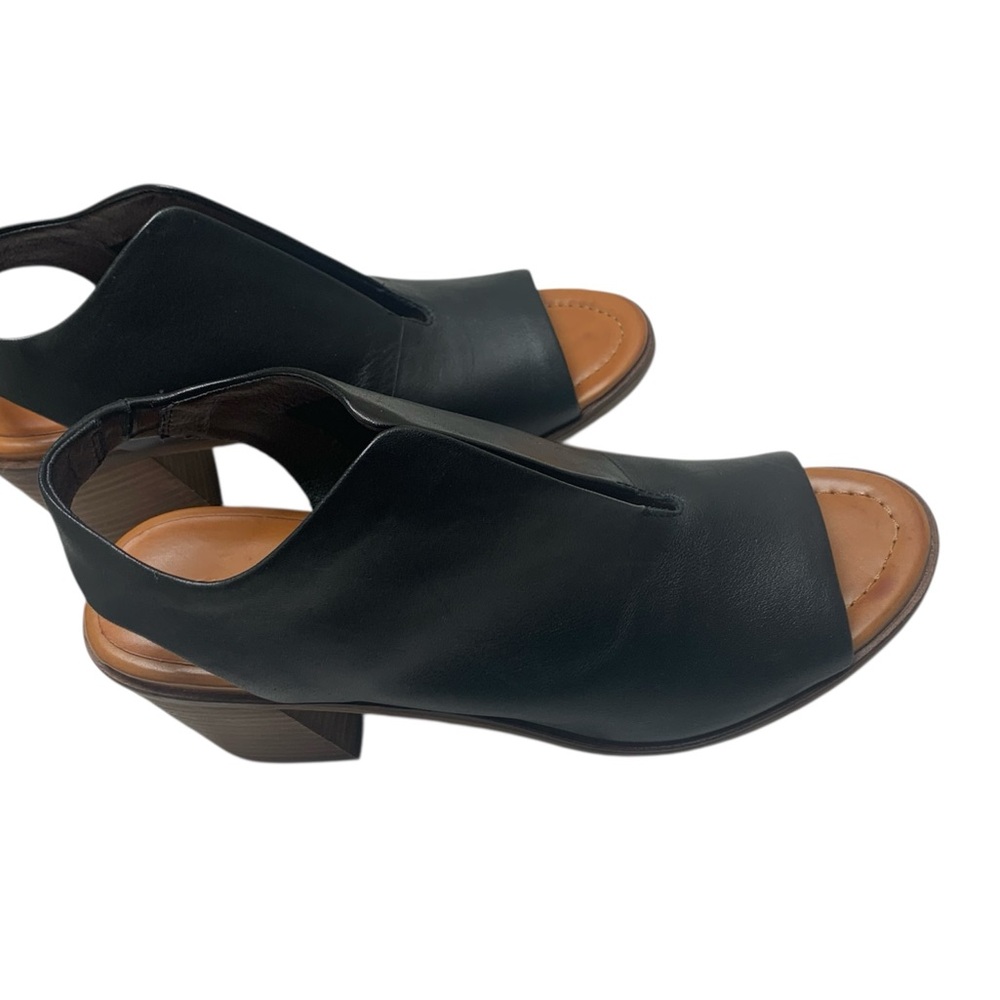 Lucky Brand Black Leather Rhazy Open Toe Shoes Size 8.5 - Picture 2 of 9